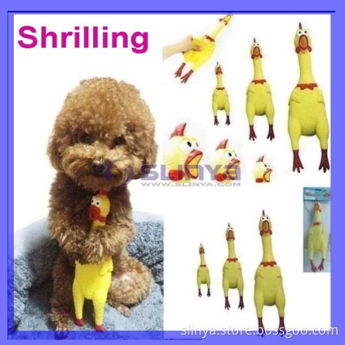 Screaming Shrilling Yellow Rubber Chicken Pet Dog Toys Boy Kids Sound Prank Toys